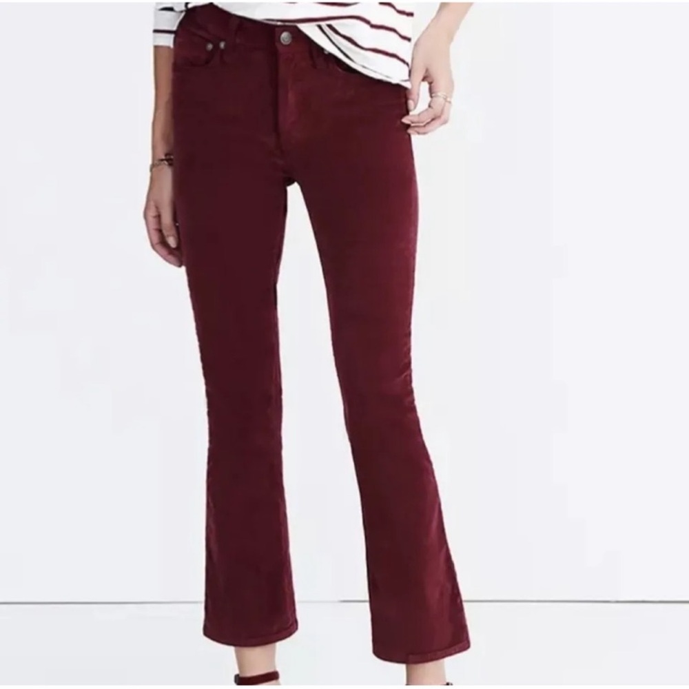Madewell Cali Demi boot jeans Burgundy Pants in velvet